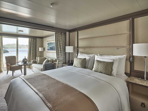 The Veranda Suite on Silver Moon offers a generous living space for voyagers. 