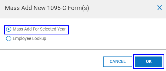 Selecting Mass Add For Selected Year instead of Employee Lookup