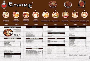 Empire Restaurant menu 