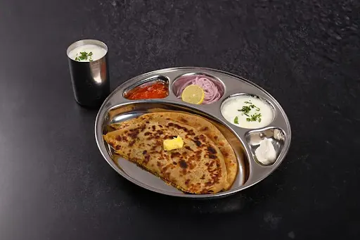 2 Butter Aloo Paratha With Masala Buttermilk Combo