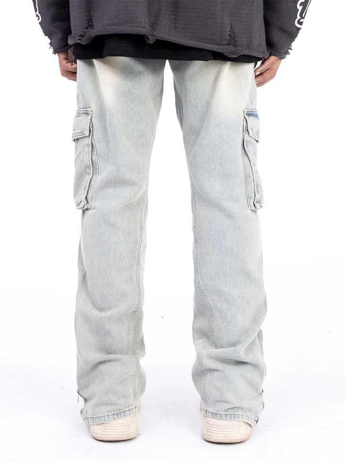 Jeans Americano Micro Elástico Outono Inverno Lavados com Zíper na Barra Calças Casuais Confortáveis e Estilosas