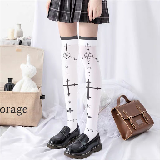 Title 5, Printed Stockings Thin Female Lolita Over The K...