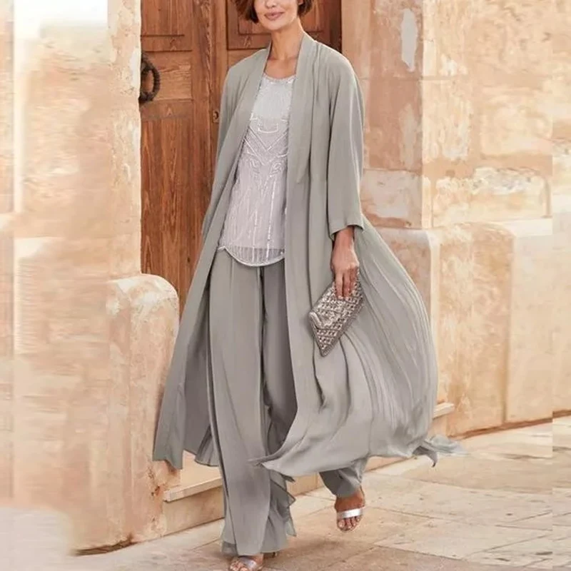 Chaqueta de dos piezas retro francesa gris para un look elegante y sofisticado. Perfecciona tu temperamento con este conjunto.