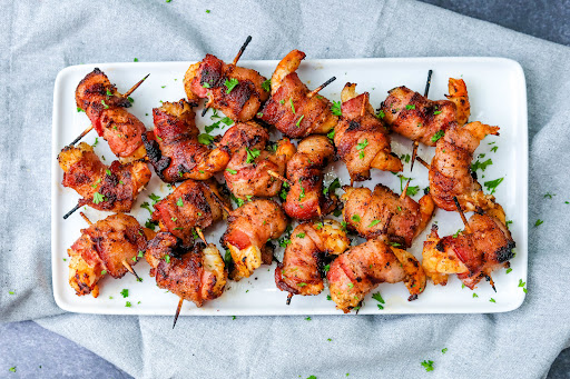 A platter of Spicy Grilled Shrimp.