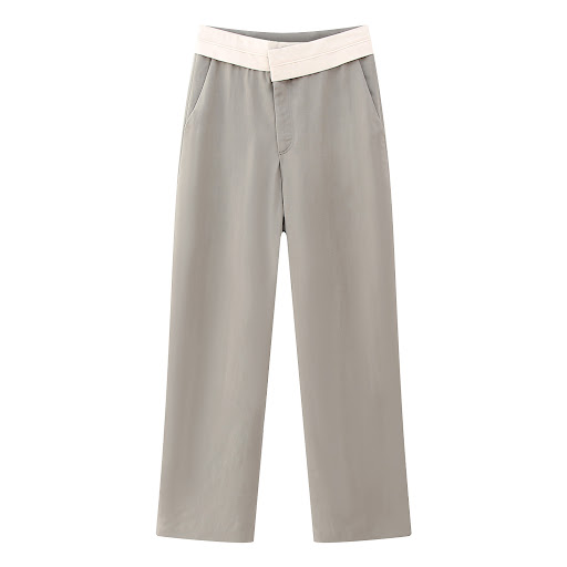 Title 2, Autumn Contrast Color Waist Casual Pants Comfor...