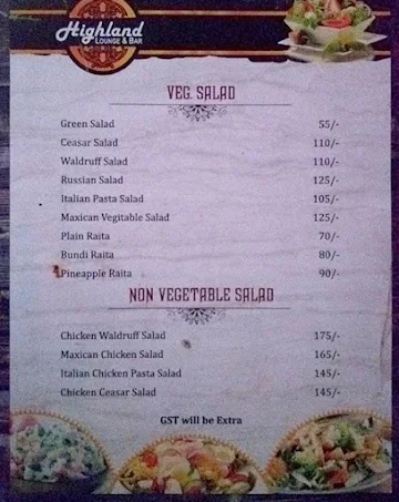 Highland menu 