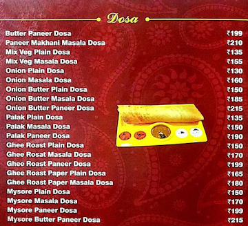 Variety Dosa menu 