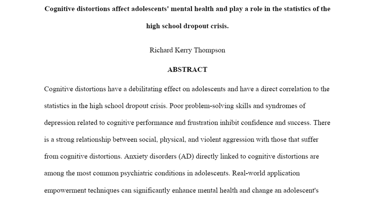 Richard K. Thompson FINAL PAPER - CP-PSY3503-SUA-RKT - J. Matyas - Rochester University - June 19, 2020-RKT.Final edit.June 21, 2020 Powerpoint version.docx