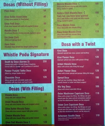 Whistle Podu menu 