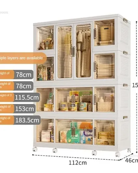 Modern Folding Wardrobes Simple Movable Multi-layer Bedro... - 2