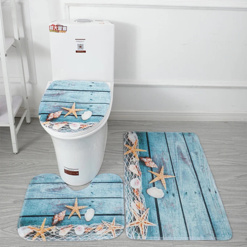 Tapete de chão para banheiro com impressão 3D de mundo subaquático, antiderrapante e absorvente, um oceano no seu vaso sanitário.