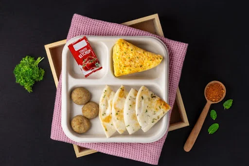 Double Omelette & Meatballs With Masala Bread