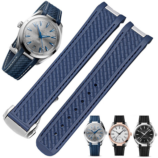 Blue gray line rose gold buckl