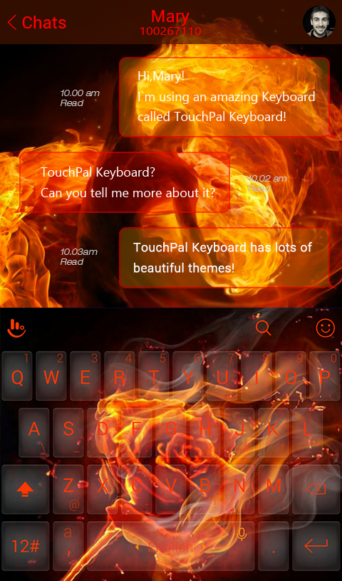 Fire Rose Keyboard Theme Screen 2