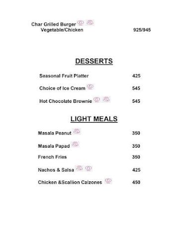 Connexions - Crowne Plaza menu 