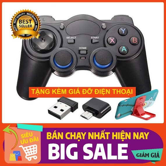 Tay Cầm Chơi Game Không Dây Wireless 2.4G Cho Android Tv, Điện Thoại Android, Pc, Tv Box, Ps