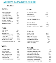 Aradhya Fast & Food Corner menu 1