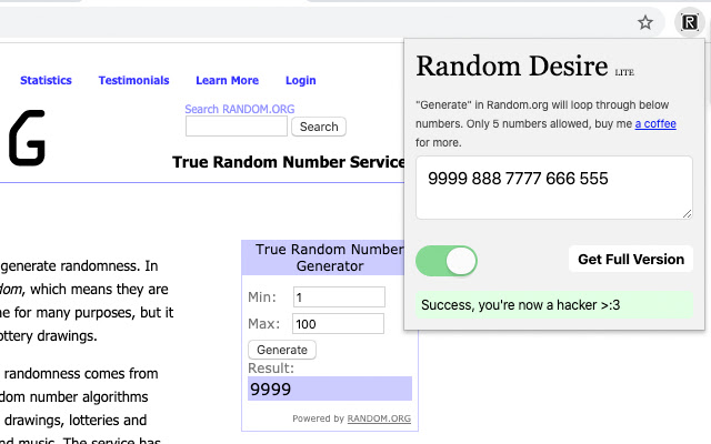 Random Desire Lite chrome extension