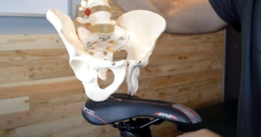 Determining your seat bone width is essential to measure a mountain bike saddle appropriately. 