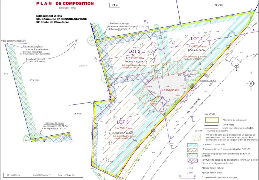 Vente terrain  440 m² à Cesson-sevigne (35510), 210 000 €