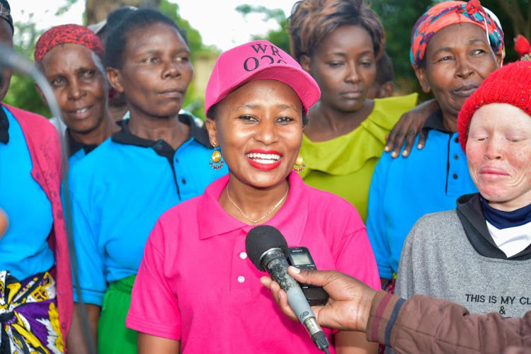 Kirinyaga woman rep Njeri Maina speaking in Kirinyaga on Saturday, December 17.