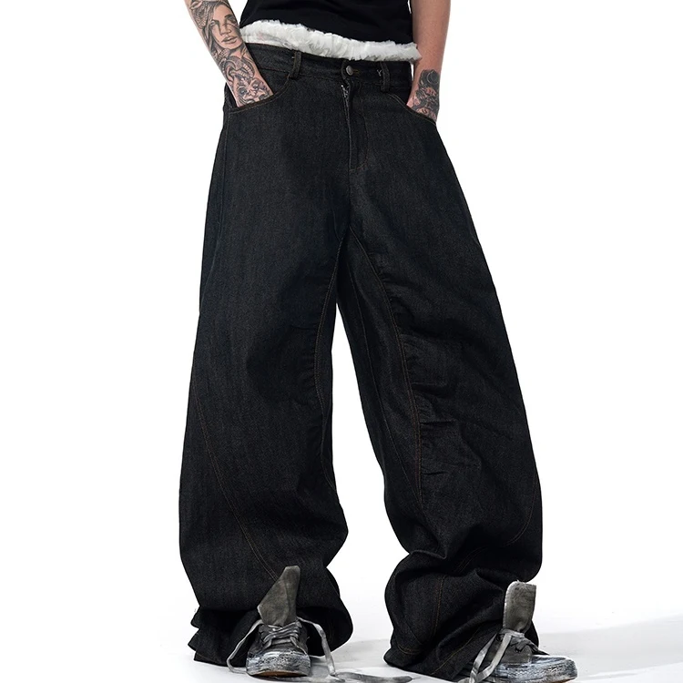 Jeans Rojos Bordados Cambiantes con Temperatura para un Look Único, Efecto Oído Rojo Sensible al Calor, Diseño Exclusivo y Llamativo.