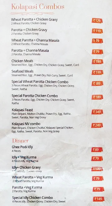 Kolapasi Takeaway menu 