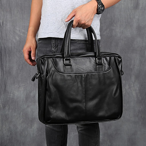 Title 2, Mens Portable Leather Leisure Briefcase. Styli...