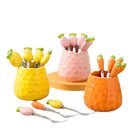 Title 9, Stainless Steel Household Fruit Fork Storage Ja...