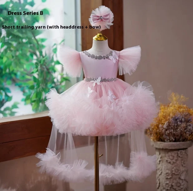 Girls' Solid Color Versatile Creative Fluffy Dress — Perfect for play, dance, and creating unique looks! Comfort and sty