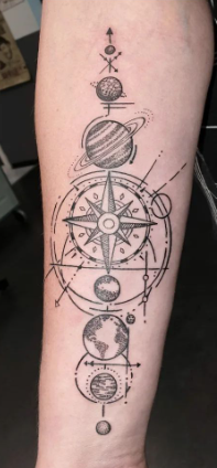 Compass With Planet  