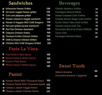 Sandwiches 'N' More menu 