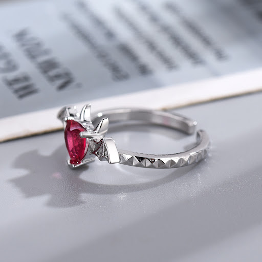 Title 1, Love Heart-shaped Ruby Ring for Women Retro Hip...