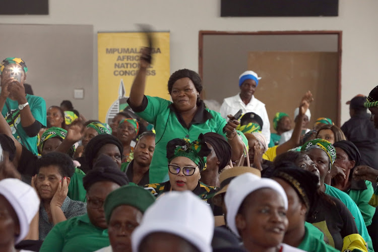 Jubilant members of the ANCWL following the arrival of President Cyril Ramaphosa in Nelspruit.