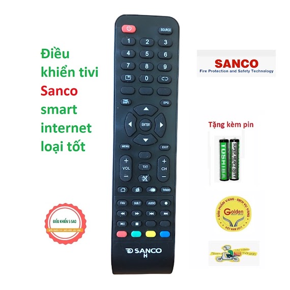 Điều Khiển Tivi Sanco Smart Internet Zin Theo Máy Chất Lượng Cao - Tặng Kèm Pin Chính Hãng - Remote Tivi Sanco Smart