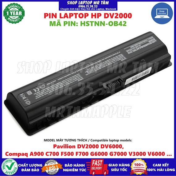 Pin Laptop Hp Dv2000 (Ve06) - 6 Cell Dành Cho Pavilion Dv2000 Dv6000, Compaq A900 C700 F500 F700 G6000 G7000 V3000 V6000