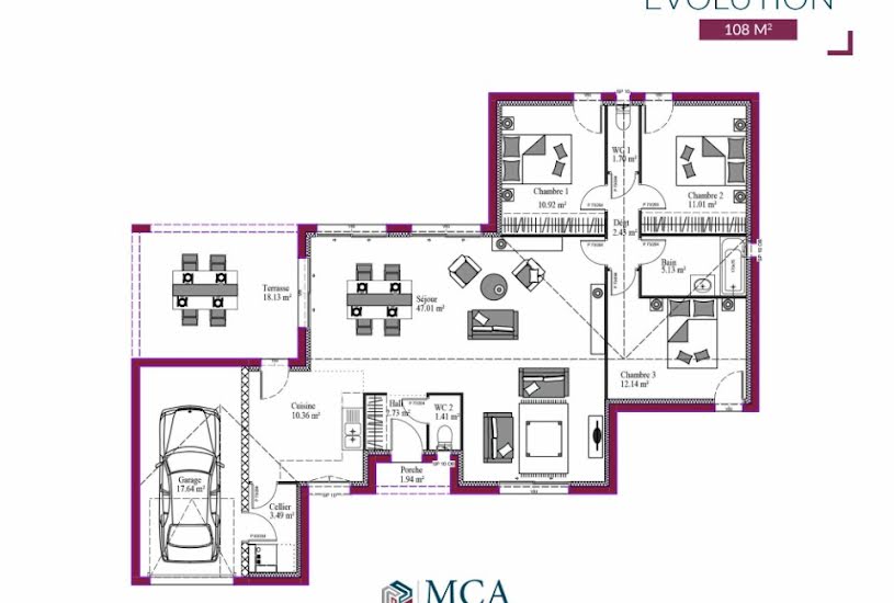  Vente Terrain + Maison - Terrain : 1 600m² - Maison : 108m² à Montpon-Ménestérol (24700) 