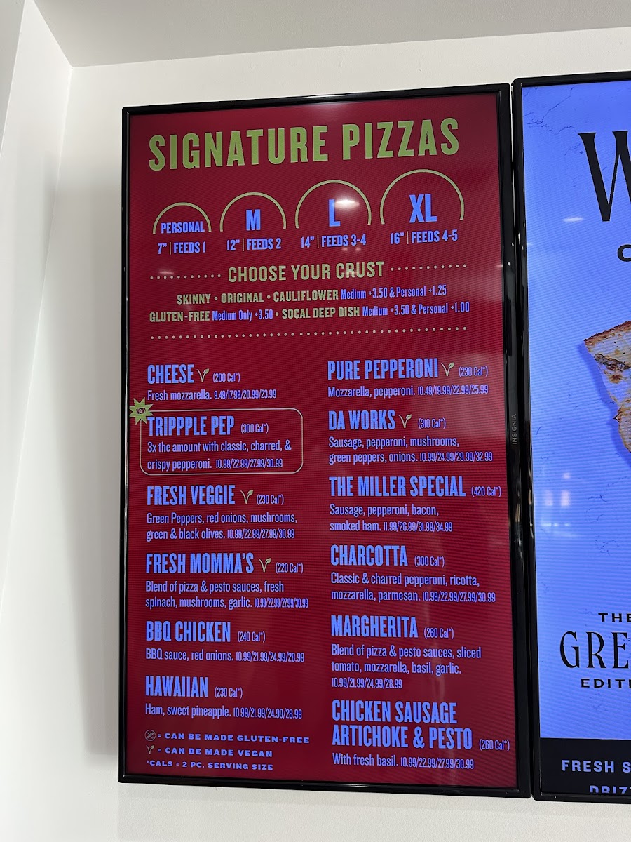 Pizza Menu