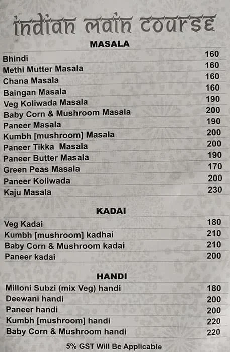 Hare Krishna menu 