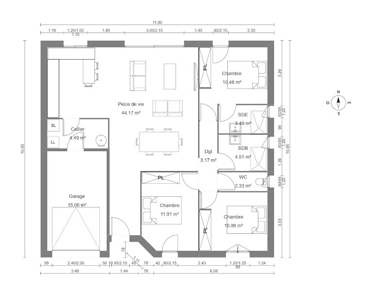 Vente maison neuve 4 pièces 93 m² à Saint-Vincent-de-Paul (40990), 286 000 €