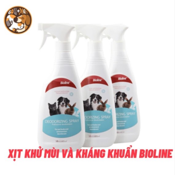 Xịt Chuyên Diệt Khuẩn Khử Mùi Chó Mèo Và Mầm Bệnh Chuông Trại Deodorizing Spray Bioline 500Ml - Goumao