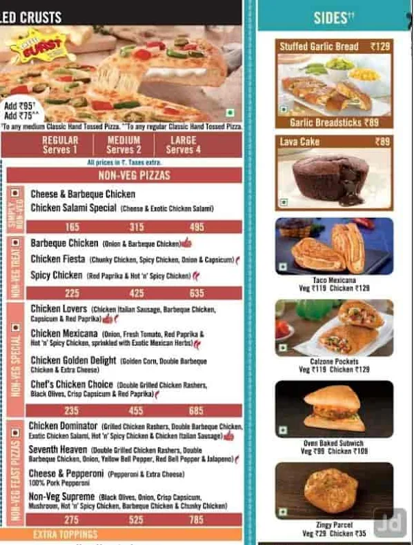 Domino's Pizza menu 