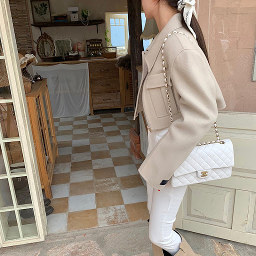 Title 6, French Style Design Flap Pocket Zipper Short Wo...