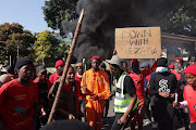 EFF-aligned students protest outside the Durban University of Technology.