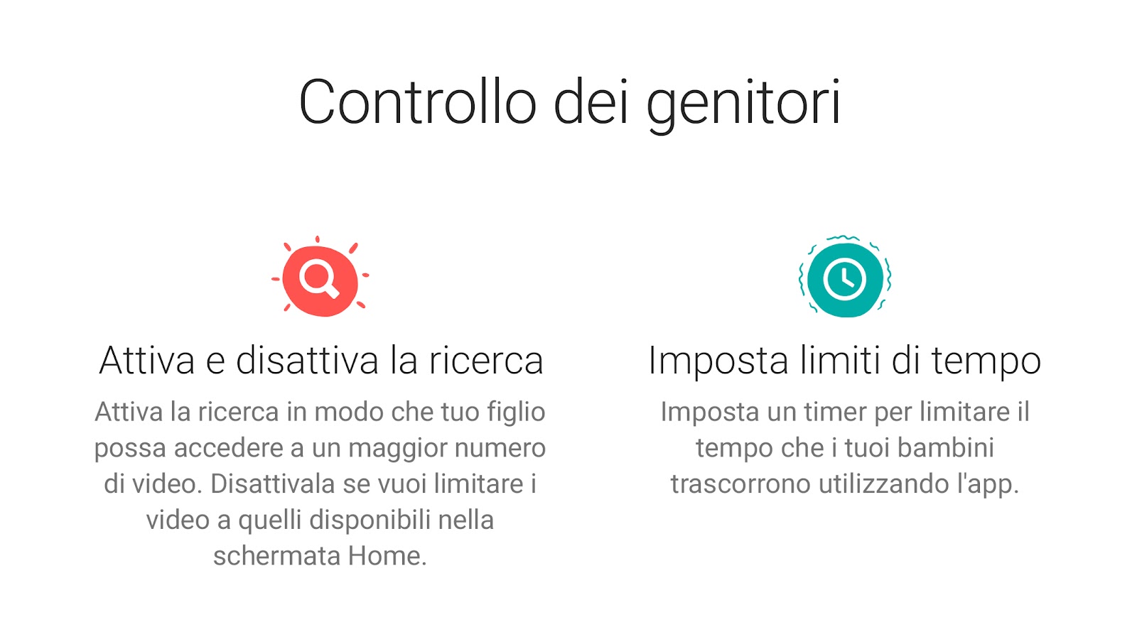 Controllo dei genitori su YouTube Kids.