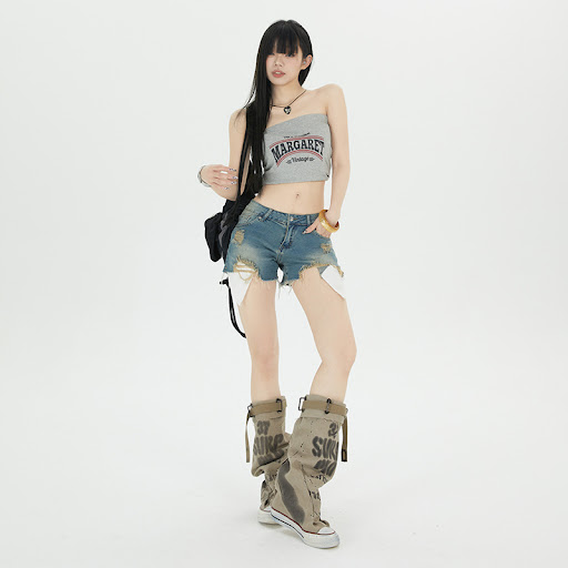 Title 6, Fashion Personalized Washed Denim Shorts for Wo...