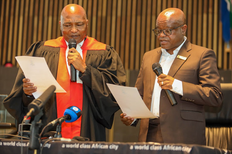 Finance MMC Dada Morero at the swearing in of the new mayoral committee members on February 6 in Johannesburg. Mayor Thapelo Amad appointed 10 MMCs after former mayor Mpho Phalatse was ousted in a vote of no confidence last week.