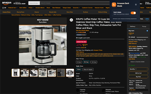 Amazon Dark Mode