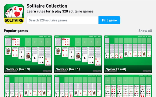 Solitaire Bộ sưu tập với các quy tắc (320 trò chơi)