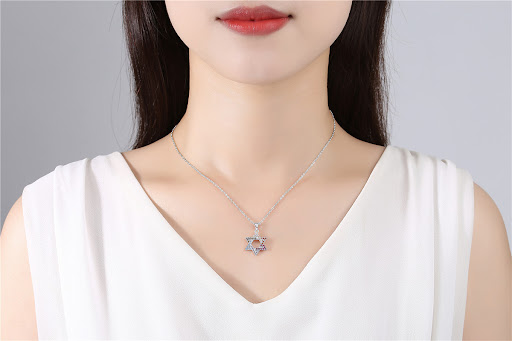 Title 7, New 925 Sterling Silver Hexagram Necklace Symbo...